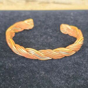 Vtg Sergio Lub Artisan Signed Brass Copper Wire Braided Swirl Cuff Bracelet